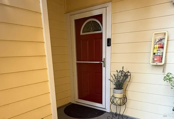 a view of a door of the house