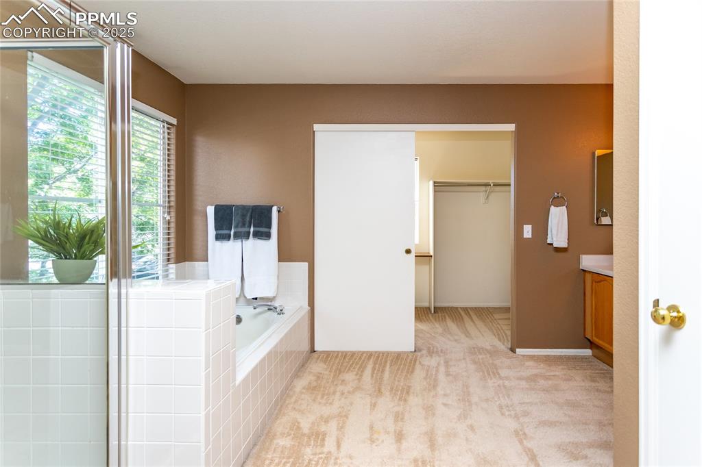 6815 Anchor Point Colorado Springs, CO 80922 - Photo 29 of 46 a bathroom with a tub and a view of bathroom