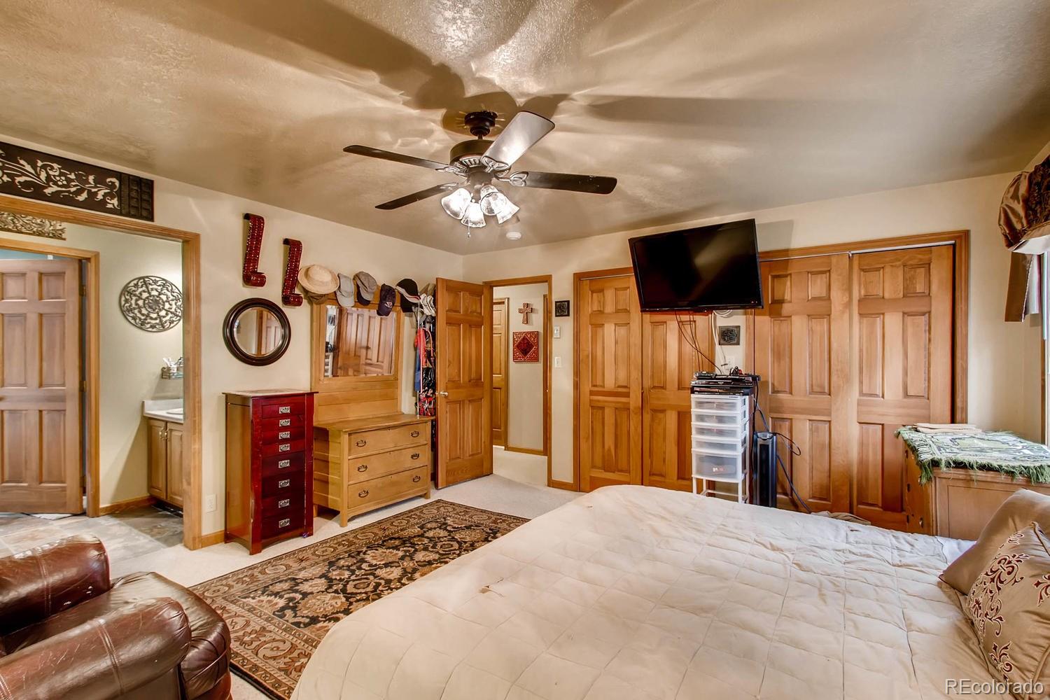 8060 Cyprus Road Colorado Springs, CO 80908 - Photo 14 of 28 a bedroom with a bed and a flat screen tv