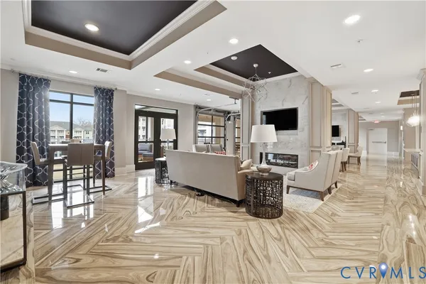 a living room with furniture and a couch