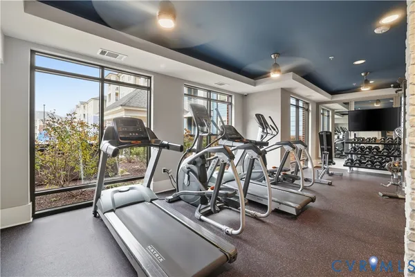 a view of a room with gym equipment