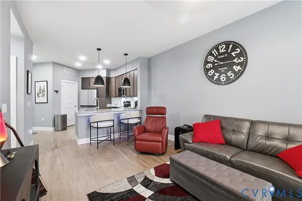 a living room with furniture