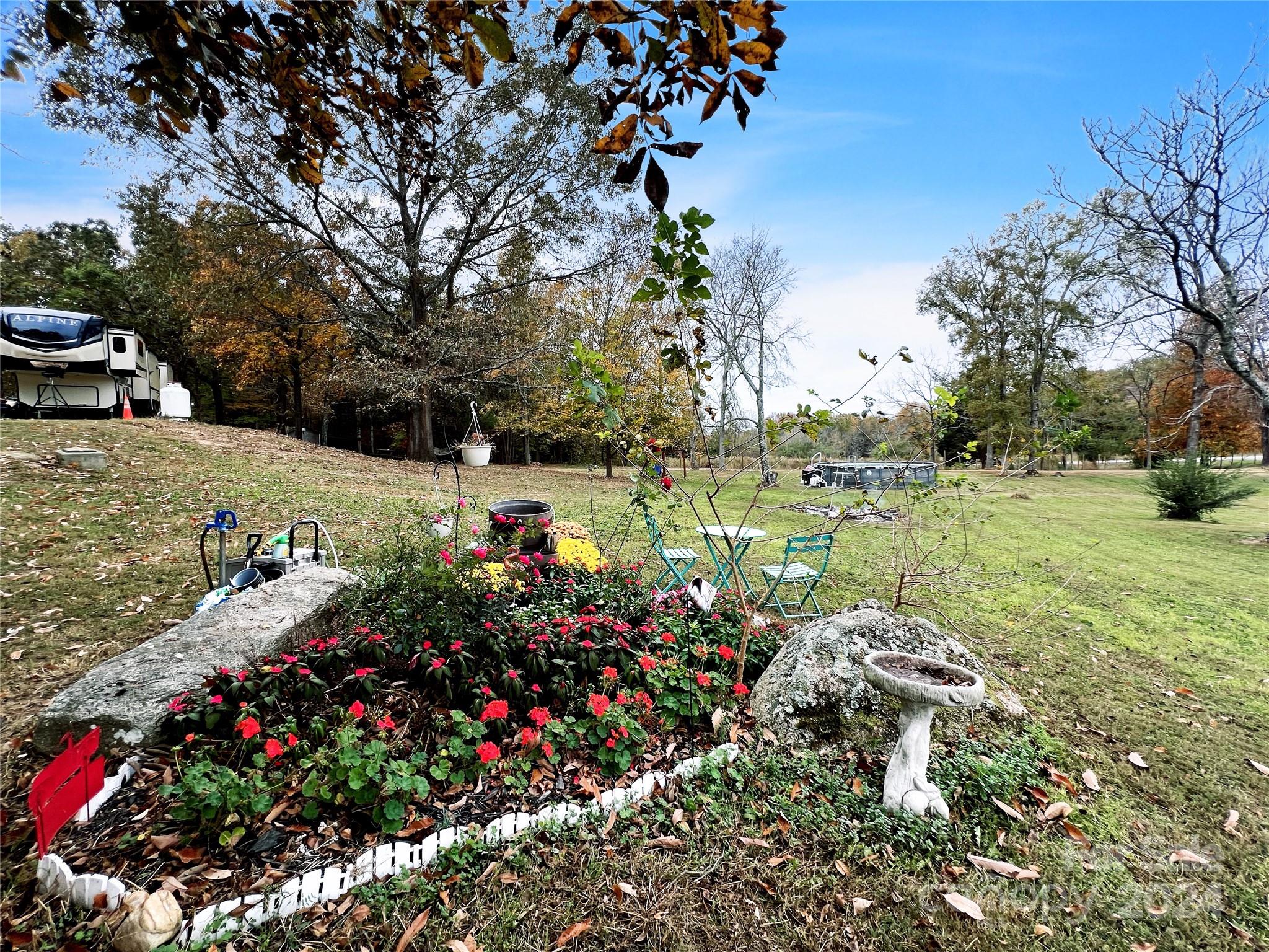 a view of a lake with a park