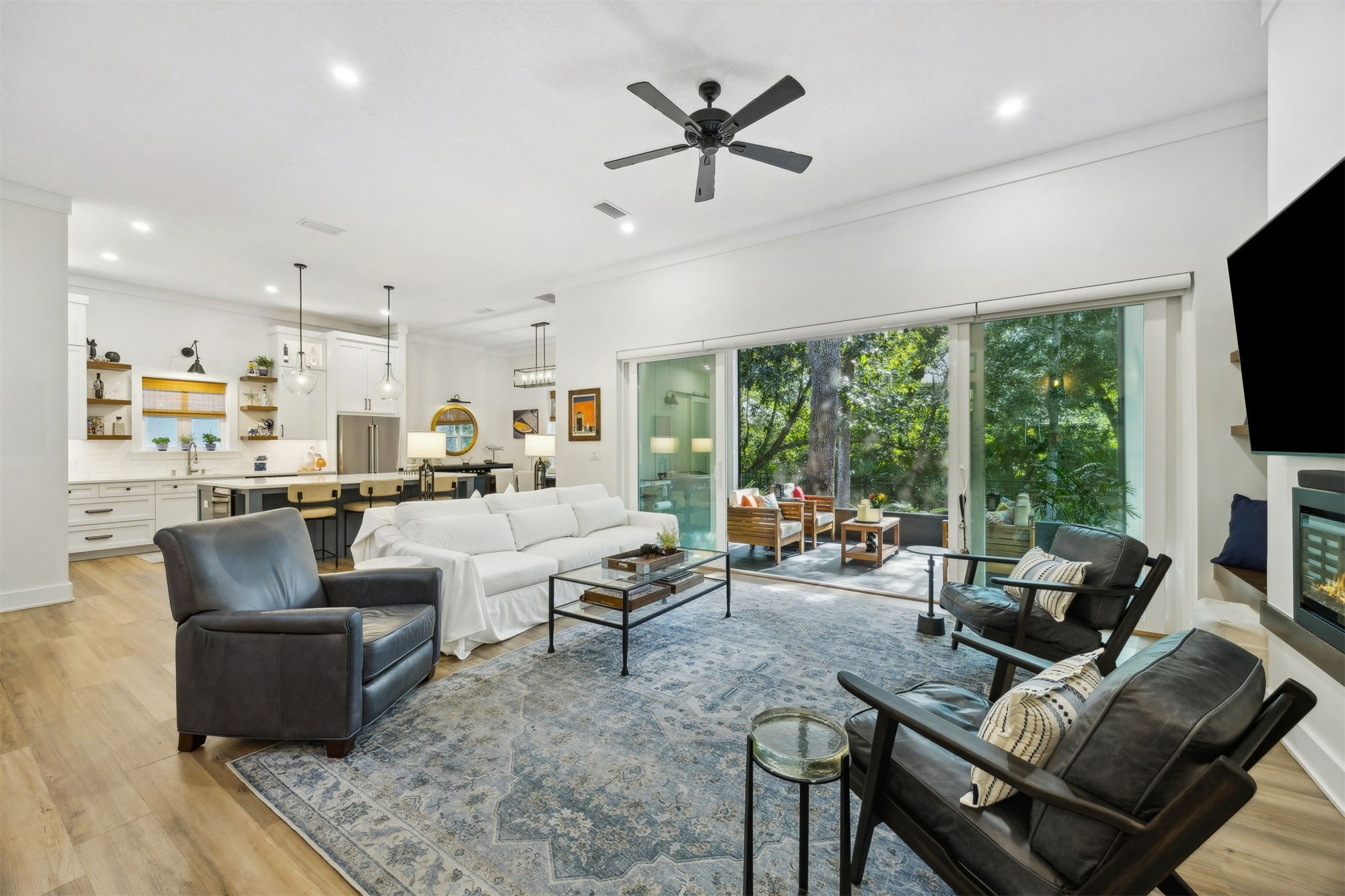 45 Beachwood Road Amelia Island, FL 32034 - Photo 41 of 41 a living room with fireplace furniture and a flat screen tv