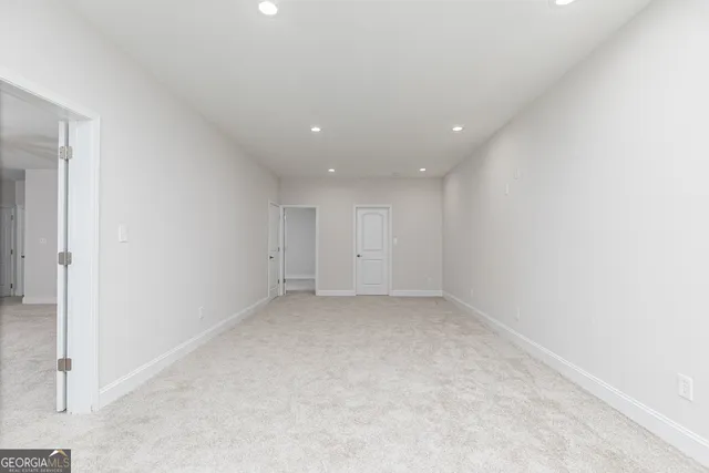 a balcony with trees in front of it