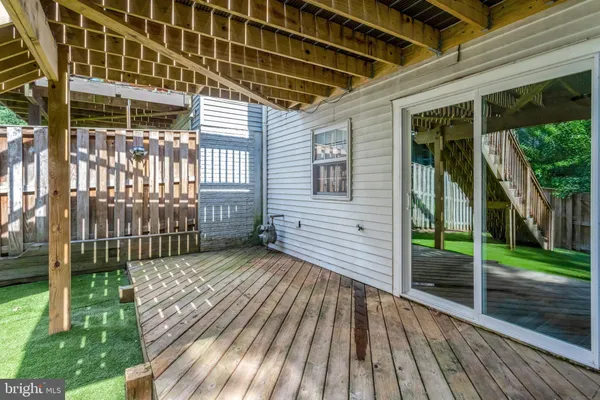 a porch with seating space