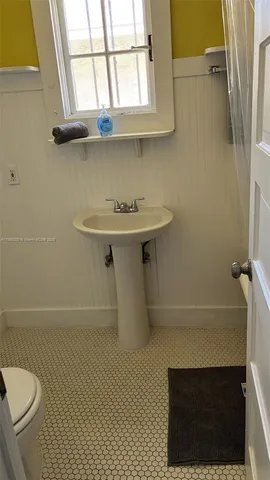 a bathroom with a bathtub