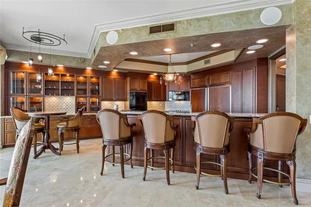 a large kitchen with lots of counter space
