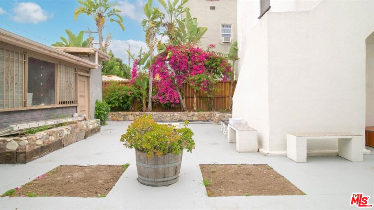 1437 South Ridgeley Drive Los Angeles, CA 90019 - Photo 9 of 37 a potted plant sitting in front of a white house