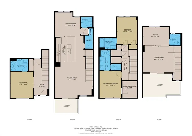 an aerial view of multi story residential apartment building