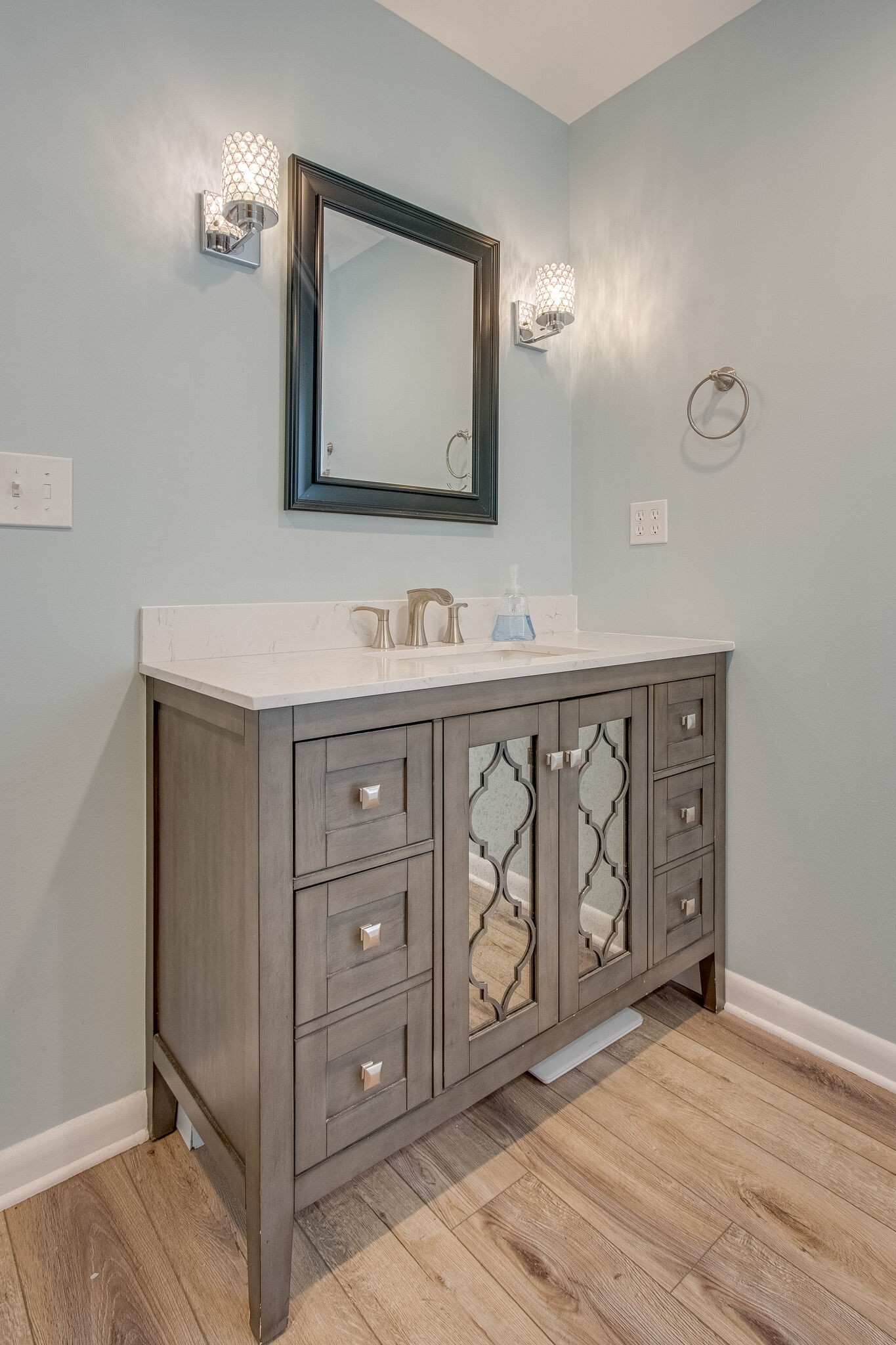 4543 South Carothers Road Franklin, TN 37064 - Photo 14 of 34 a bathroom with a double vanity sink and a mirror