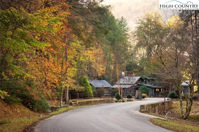 a view of a street with houses