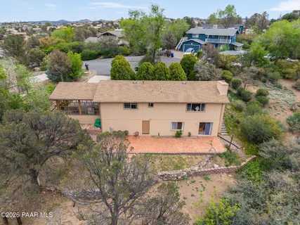 an aerial view of a house