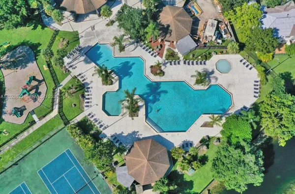 an aerial view of a house