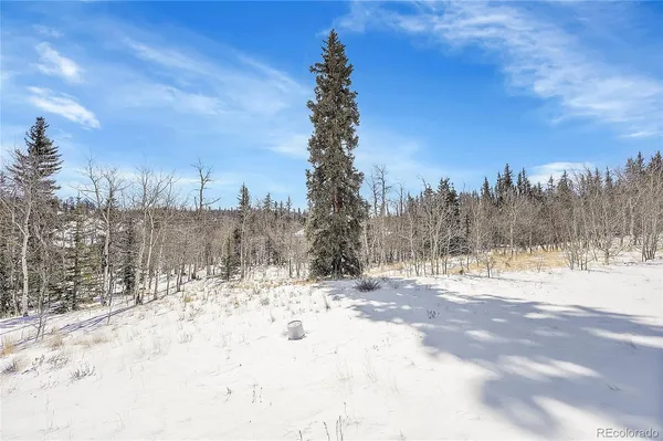 a view of snow covered with snow in the background