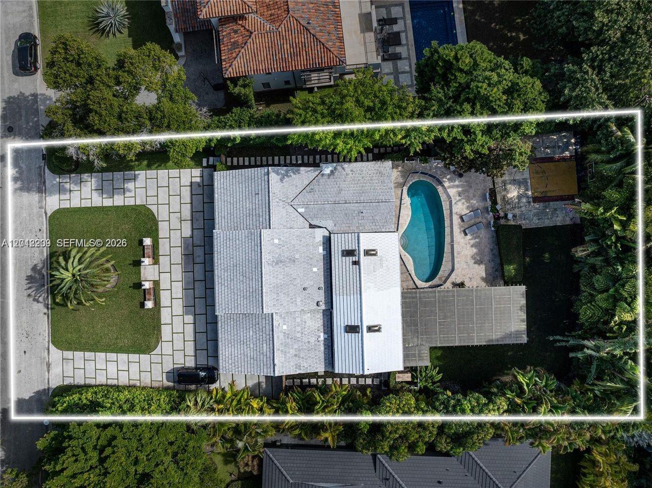 an aerial view of a house