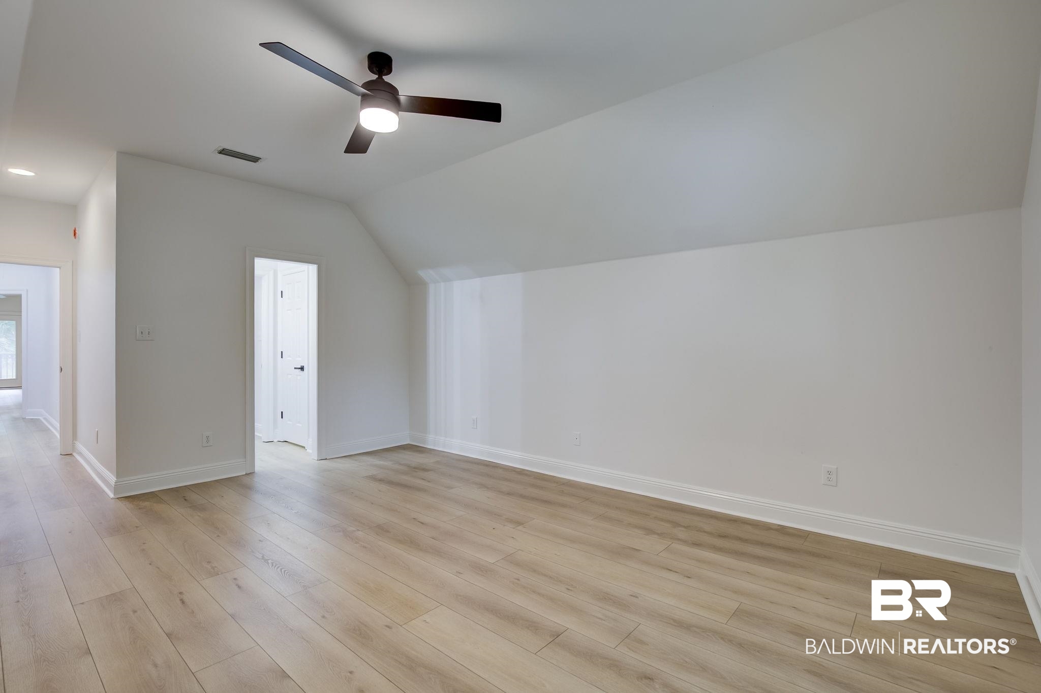 105 High Pines Ridge Fairhope, AL 36532 - Photo 73 of 97 Bonus room with ceiling fan, vaulted ceiling, baseboards, and light wood finished floors