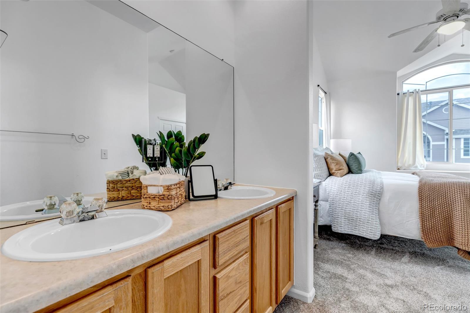 1237 Carlyle Park Circle Highlands Ranch, CO 80129 - Photo 20 of 33 a bathroom with a granite countertop sink and a mirror