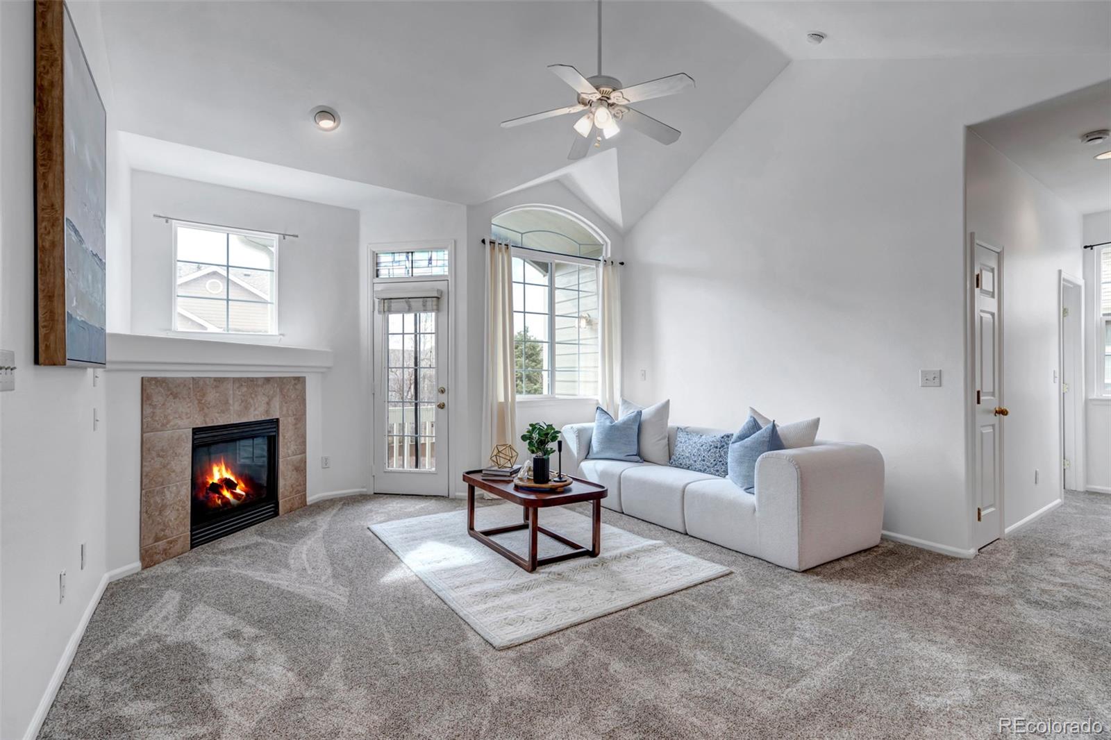 1237 Carlyle Park Circle Highlands Ranch, CO 80129 - Photo 4 of 33 a living room with furniture and a fireplace