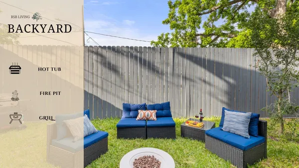 a outdoor living space with furniture and a garden