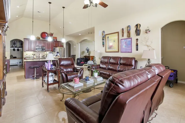 a living room with furniture