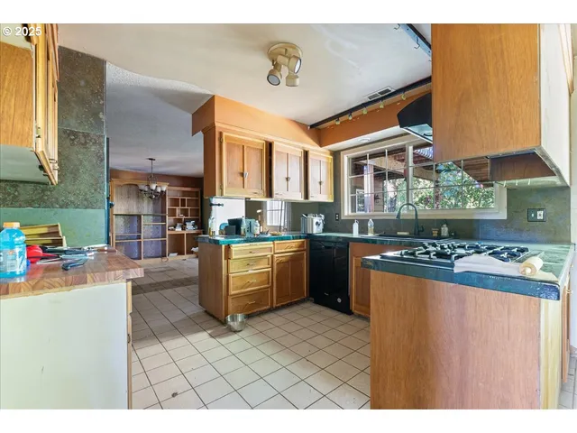 a kitchen with stainless steel appliances granite countertop a stove a sink dishwasher and a refrigerator