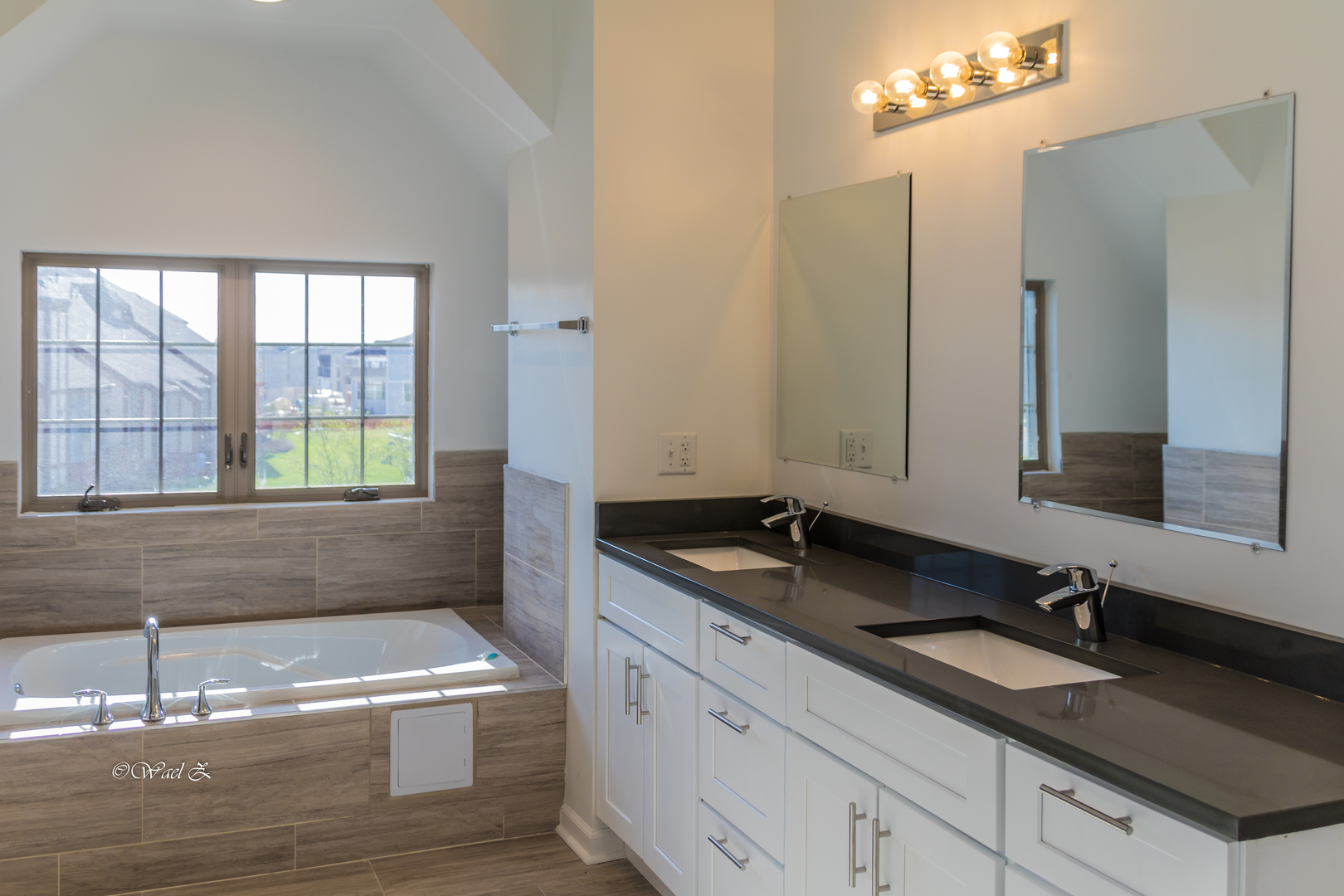 12728 Wild Rye Court, Unit B Plainfield, IL 60585 - Photo 19 of 21 a bathroom with a granite countertop sink and a bathtub