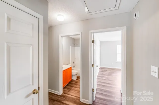 a view of room with stairs and a window