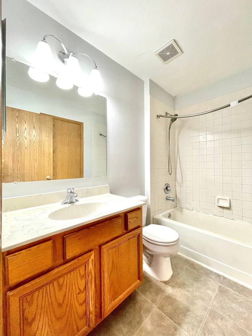 1689 Apple Valley Road Bolingbrook, IL 60490 - Photo 12 of 28 a bathroom with a sink a toilet and a large mirror