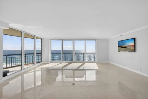 a view of a big room with a large window
