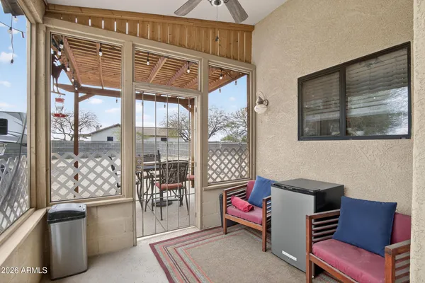 a living room with furniture