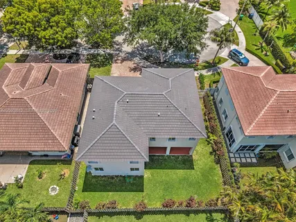 an aerial view of a house