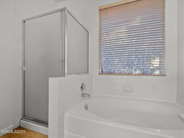 a bathroom with a bathtub