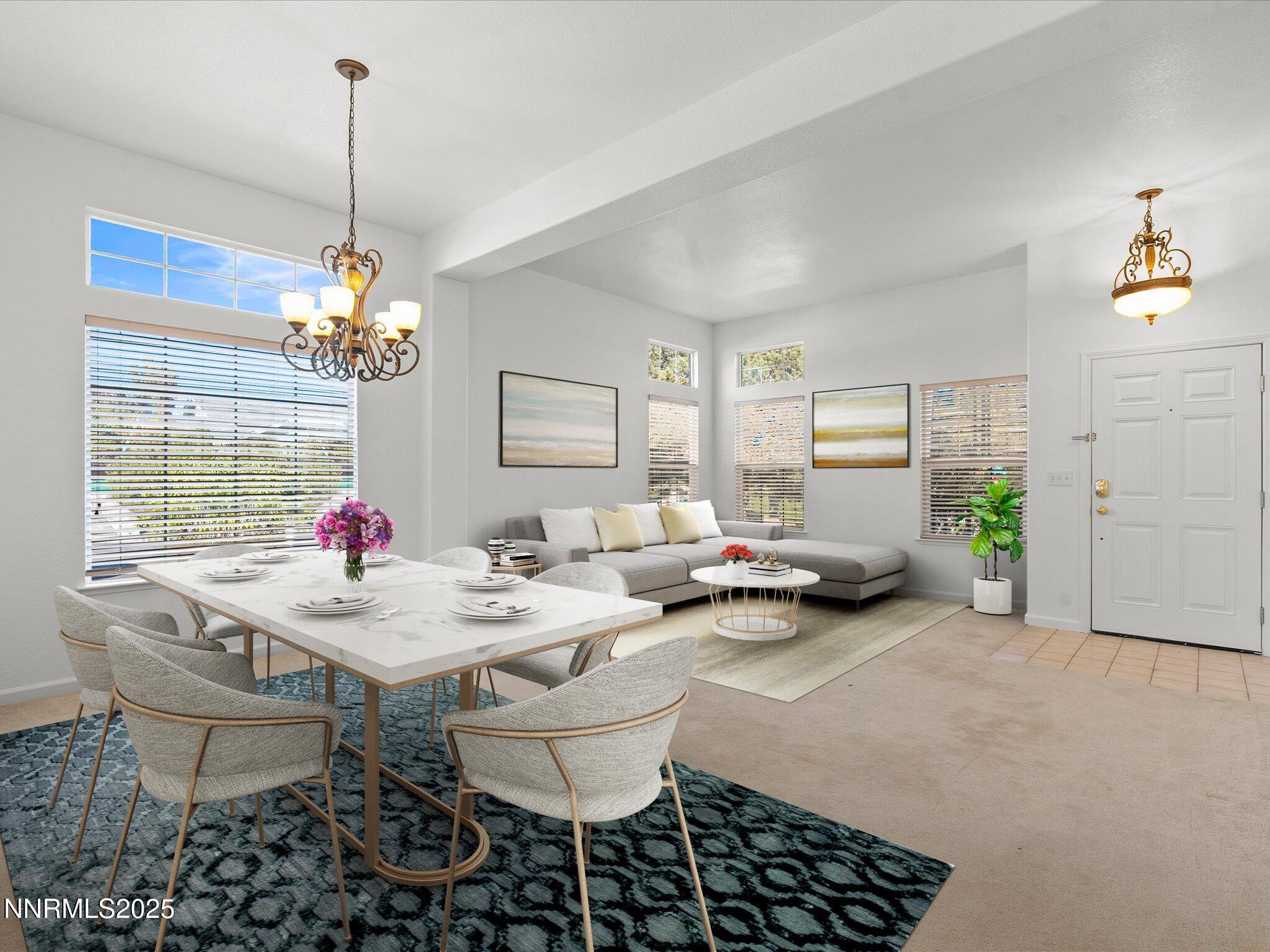 805 Sauvignon Drive Reno, NV 89506 - Photo 55 of 56 a view of a dining room and livingroom with furniture wooden floor and a chandelier