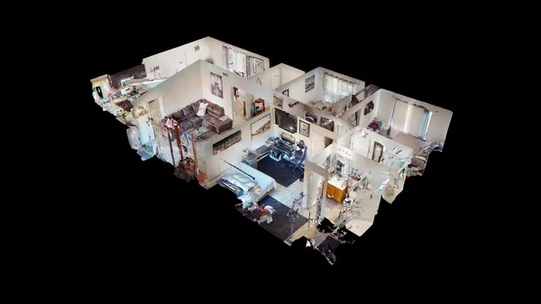 an aerial view of houses with yard