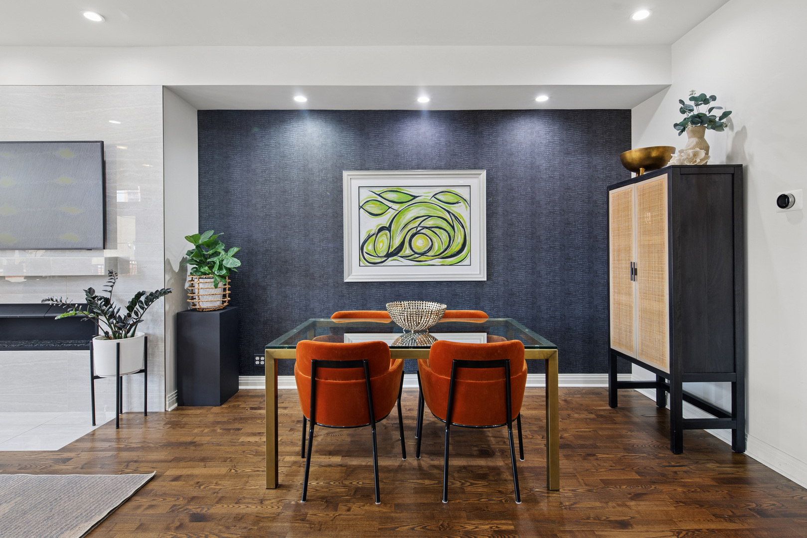 560 West Fulton Street, Unit 503 Chicago, IL 60661 - Photo 3 of 25 a view of a dining room with furniture and wooden floor