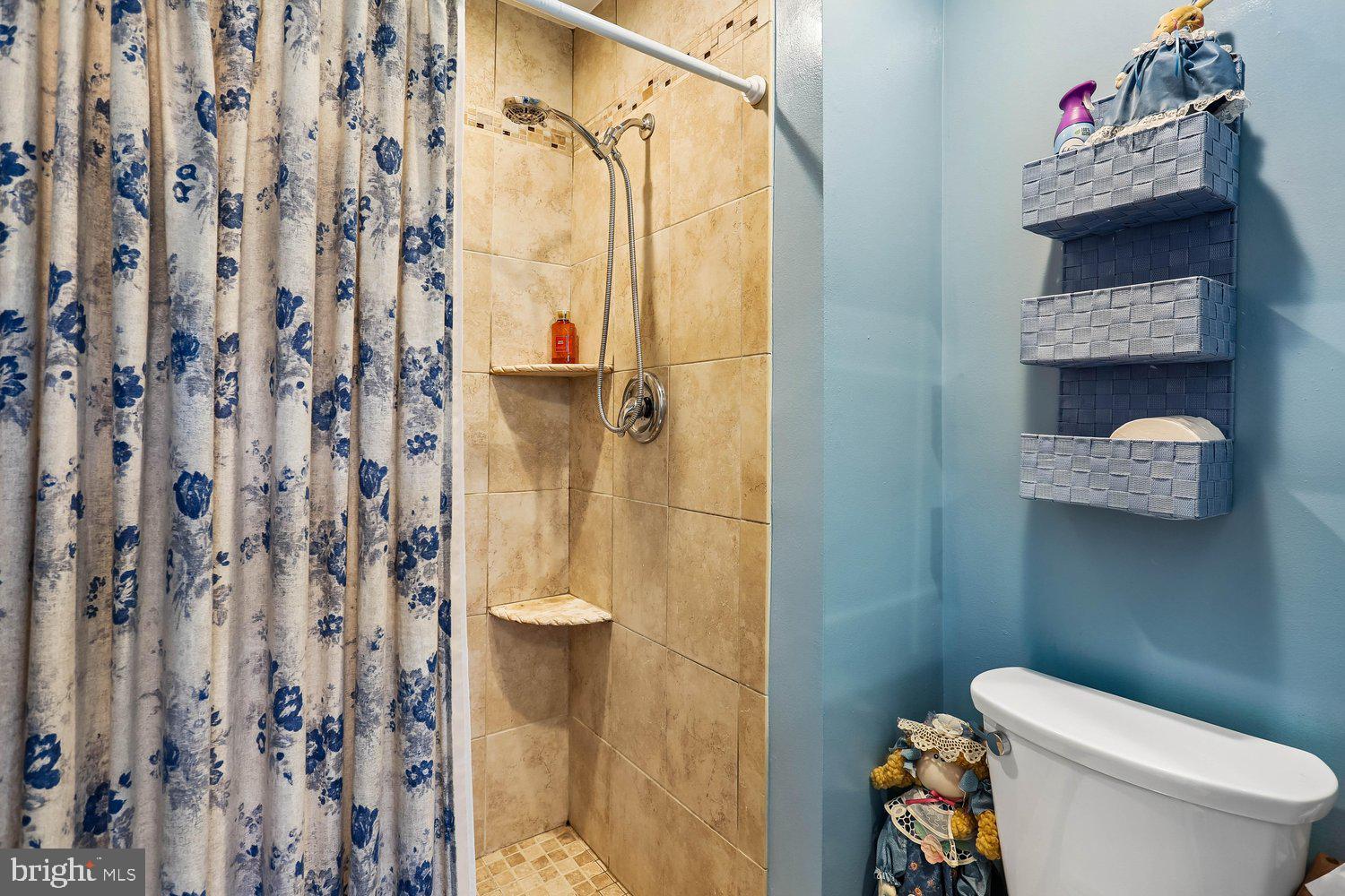 14822 Rose Trellis Place Silver Spring, MD 20906 - Photo 31 of 65 a bathroom with a shower curtain and a toilet
