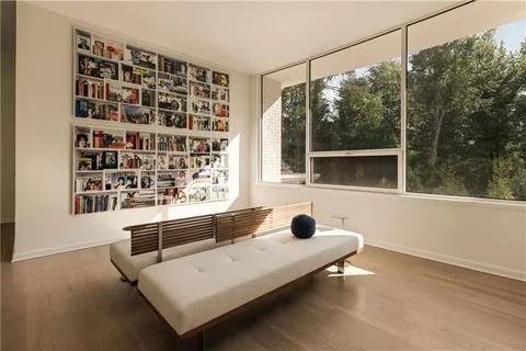 a view of a glass door
