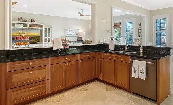 a view of a lake with a terrace