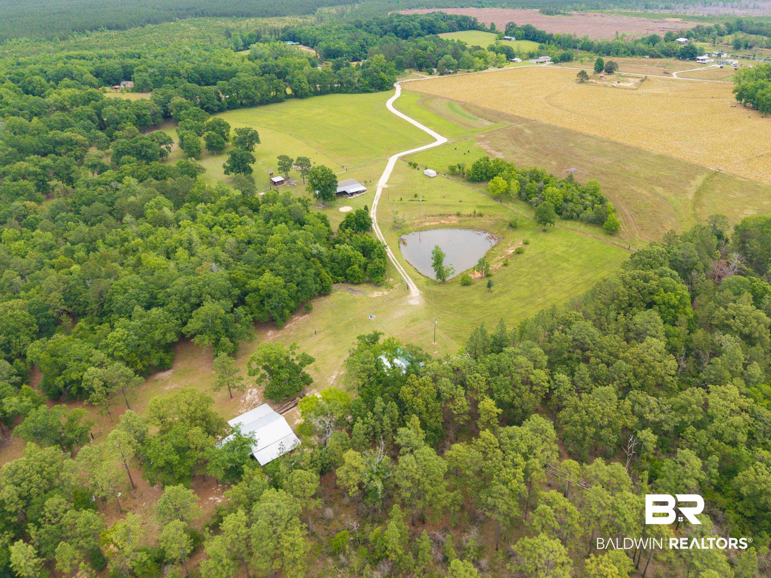 6725 Upper Creek Road Flomaton, AL 36441 - Photo 5 of 61 Aerial view of property's location with rural landscape