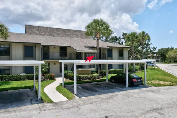 a view of a house with backyard and porch