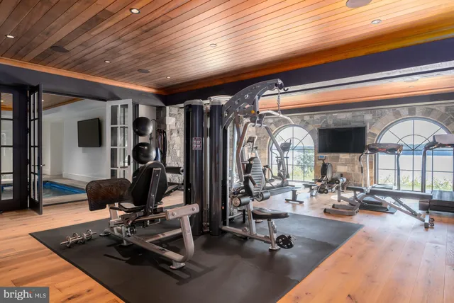 a view of a room with gym equipment