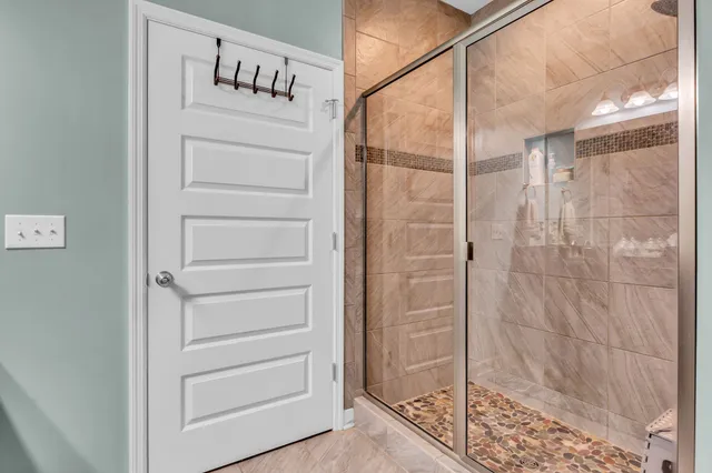 a bathroom with a shower