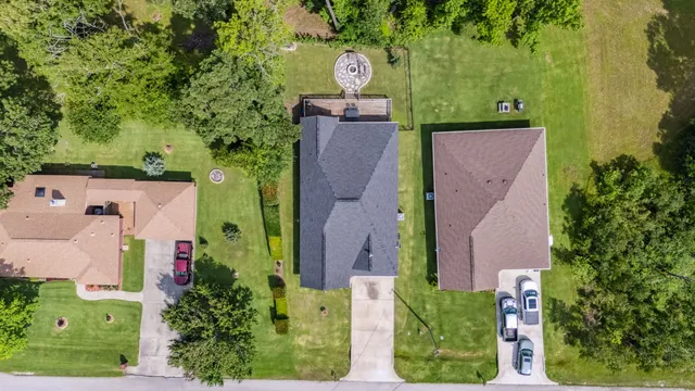 an aerial view of a house