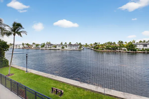 a view of a lake with a outdoor space
