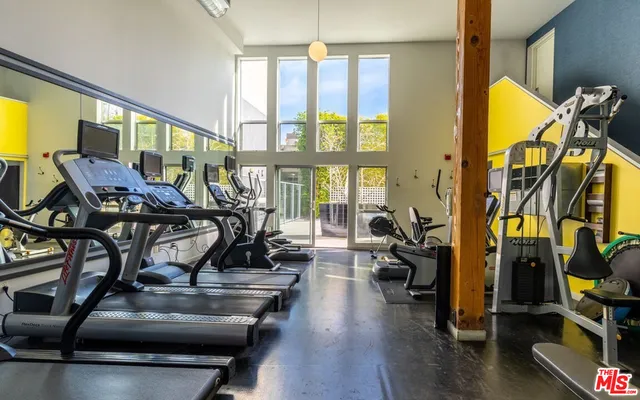 a view of a room with gym equipment