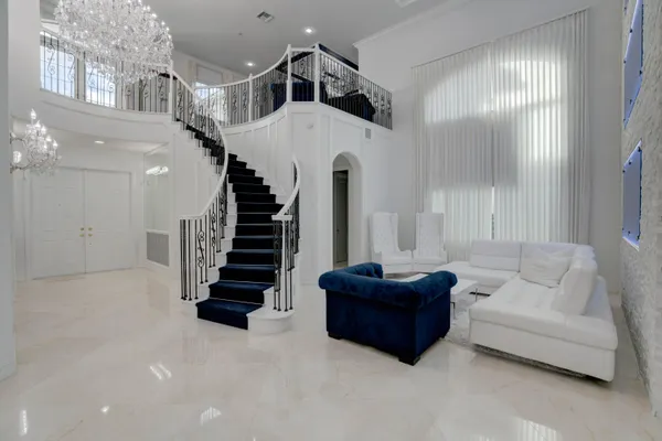 a living room with furniture