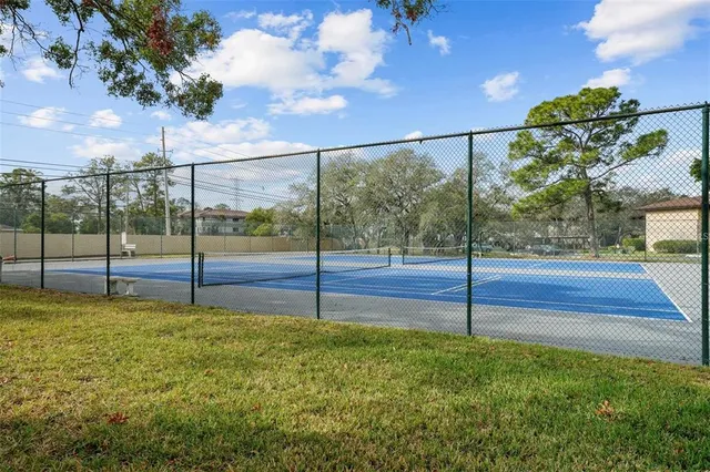 a view of a yard with basketball court