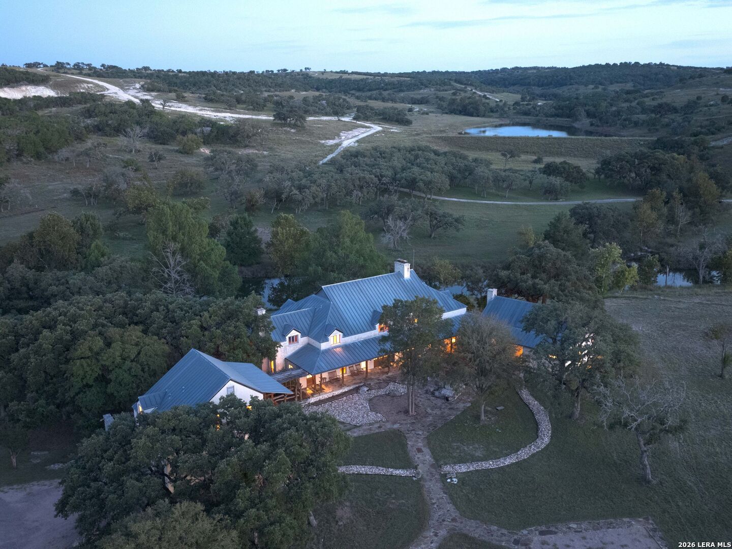 an aerial view of a house