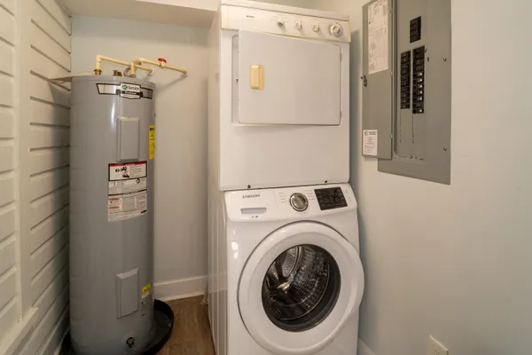 a utility room with dryer and washer